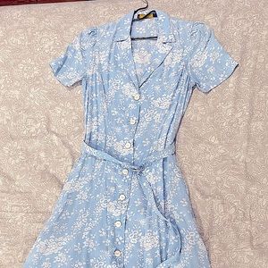 Brand:Ralph Lauren polo,Size: 4 S,color:floral, azul y banco.